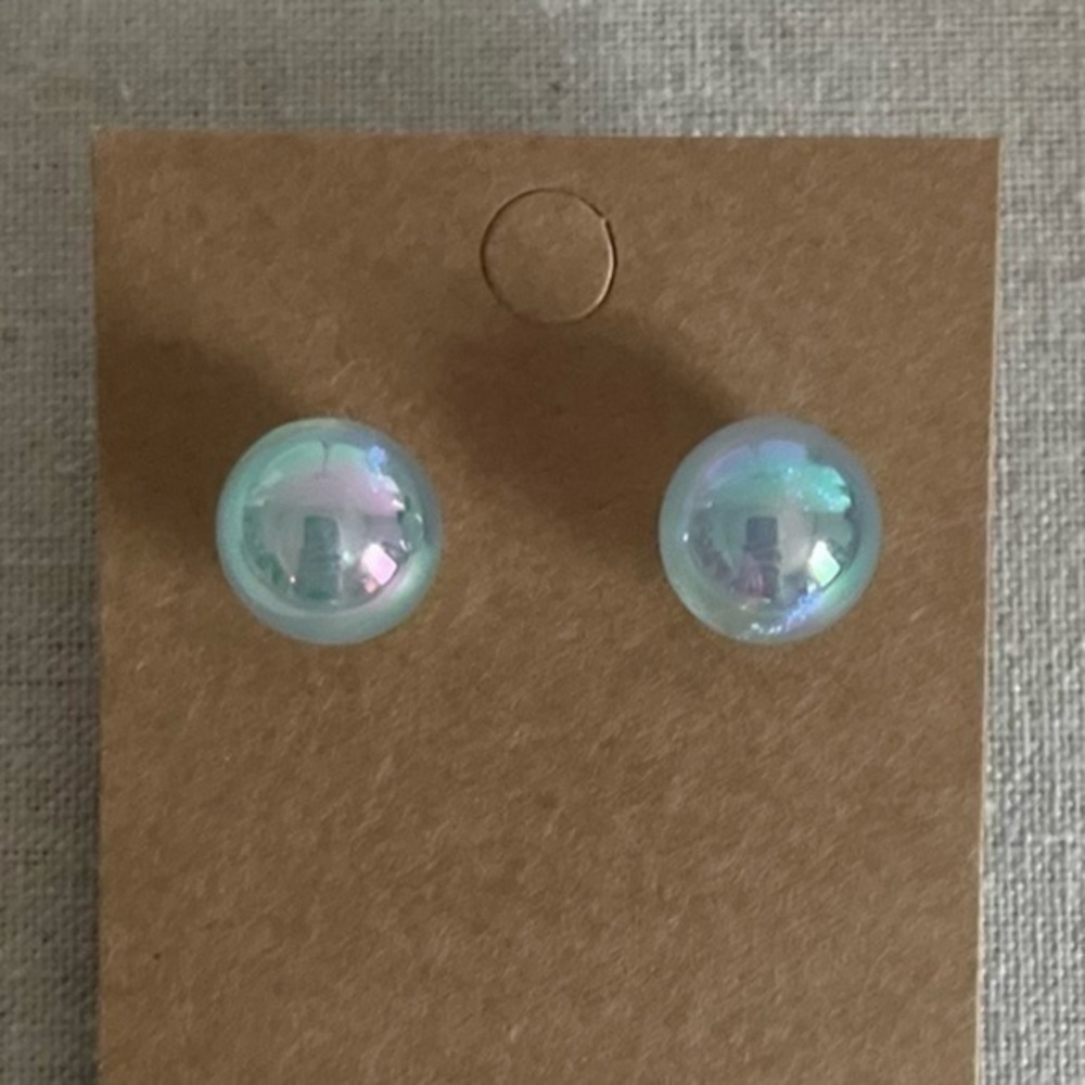 Women’s Blue Mermaid Faux Pearl Stud Earrings